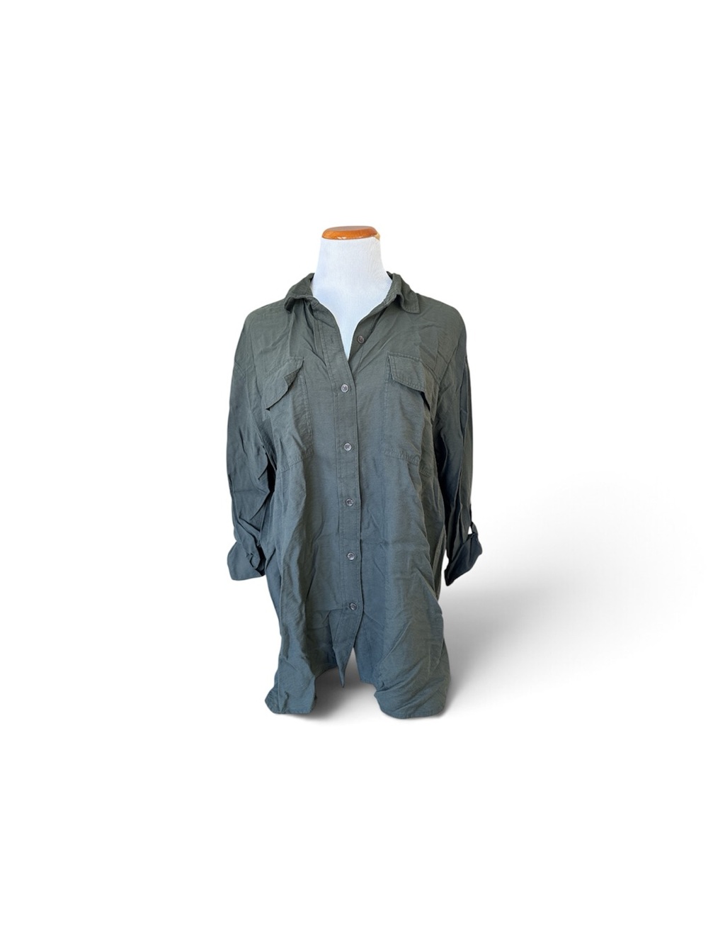 Banana Republic Olive Green Long-Sleeve Button-Down Shirt